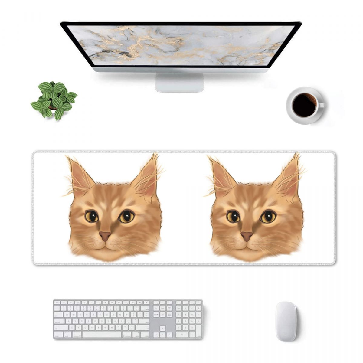 Pc Gaming Orange - Large Mouse Pad Orange Tabby Cat