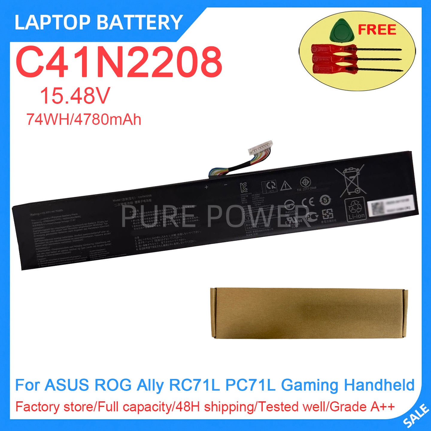 Pc Gaming Asus - New Laptop Battery C41N2208 15.48V 74WH