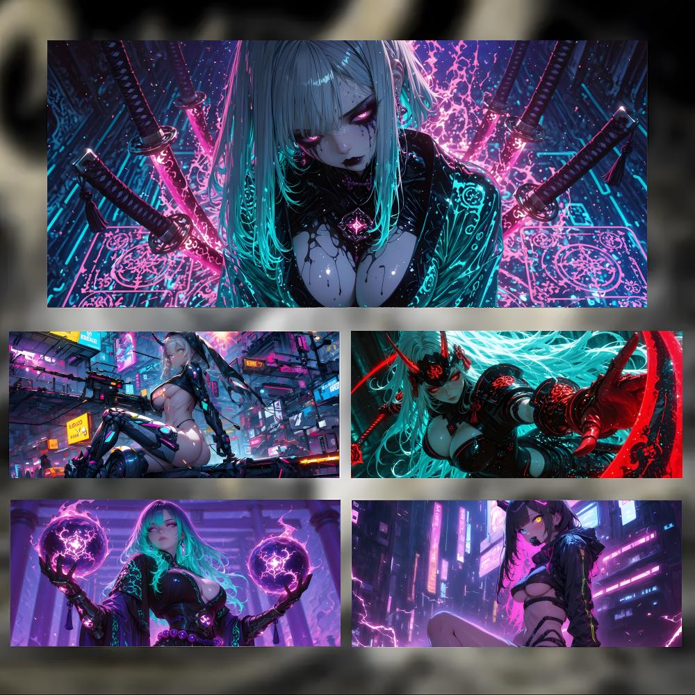 Pc Gaming Girl - cyberpunk artwork Cyberpunk girl Mouse Pad